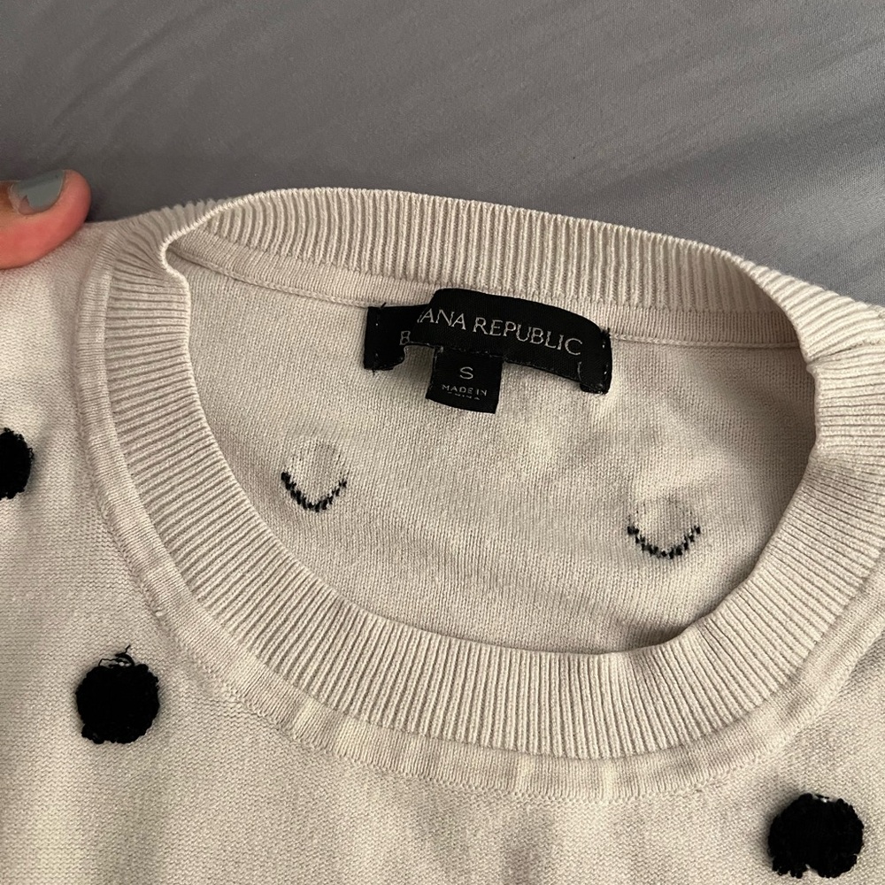 Banana Republic White Polka Dot Sweater - Size Small